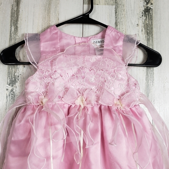 Girls George pink flower lace dress size 4 - Picture 4 of 8